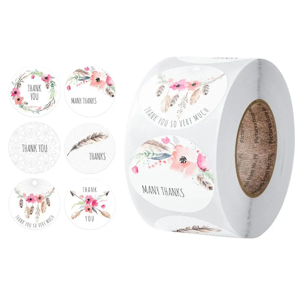 

6 kinds of design flowers thank you stickers for Christmas stickers scrapbooking packaging seal labels stationery stickers