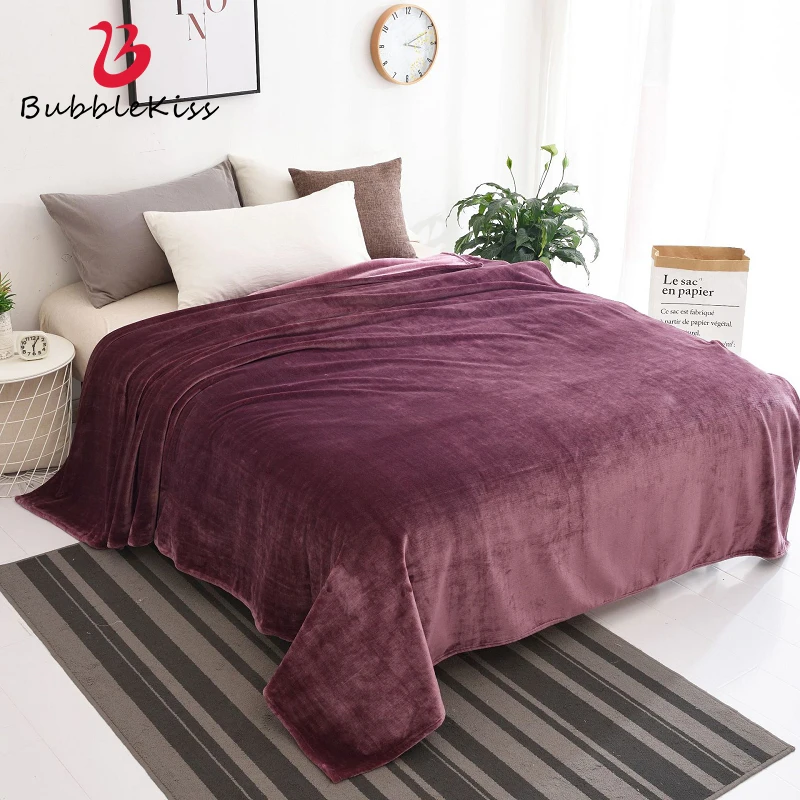 

Bubble Kiss Winter Thicken Blanket Flannel Solid Color Blanket Modern Home Covers Bed Decor Office Lunch Break Throw Blanket