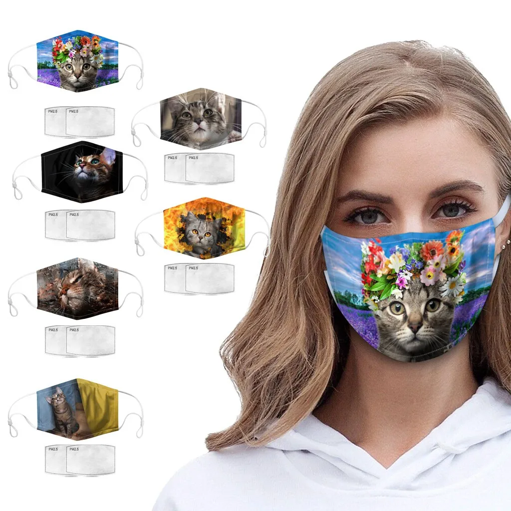 Милый 3D котенок кошка узор с принтом маски Хэллоуин вечерние животных Маска для