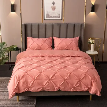 

2/3pcs Solid Color Bedding Set Bedclothes Pillowcases Gray Bed Linens Set Adults Soft Bed Duvet Cover Set