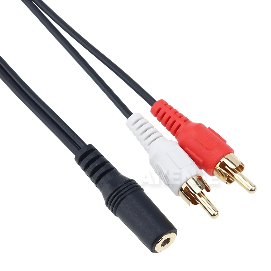 100pcs 28cm 3 5mm Female Jack to 2 RCA Male Plugs Audio Stereo Adapter Y Cable for DVD TV VCR To Headphone Speaker Jack Golden
