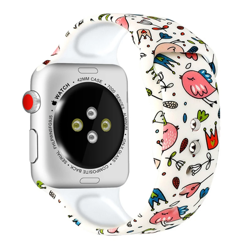 Strap for Apple watch band 42mm 38mm iwatch correa 44mm 40mm 5 4 3 2 pattern sport silicone bracelet Apple watch 5 accessories
