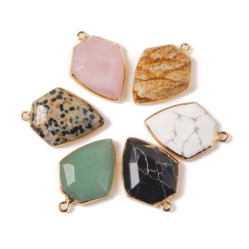 31*22mm Natural Stone Pendant Irregular Faceted Quartz Aventurine Charms  for Jewelry Making Necklace DIY Accessories Wholesale