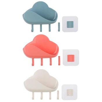 

Bathroom Soap Box Cute Cloud Shape Decorative Hooks Wall Mounted Glasses Phone Remote Control Storage Box