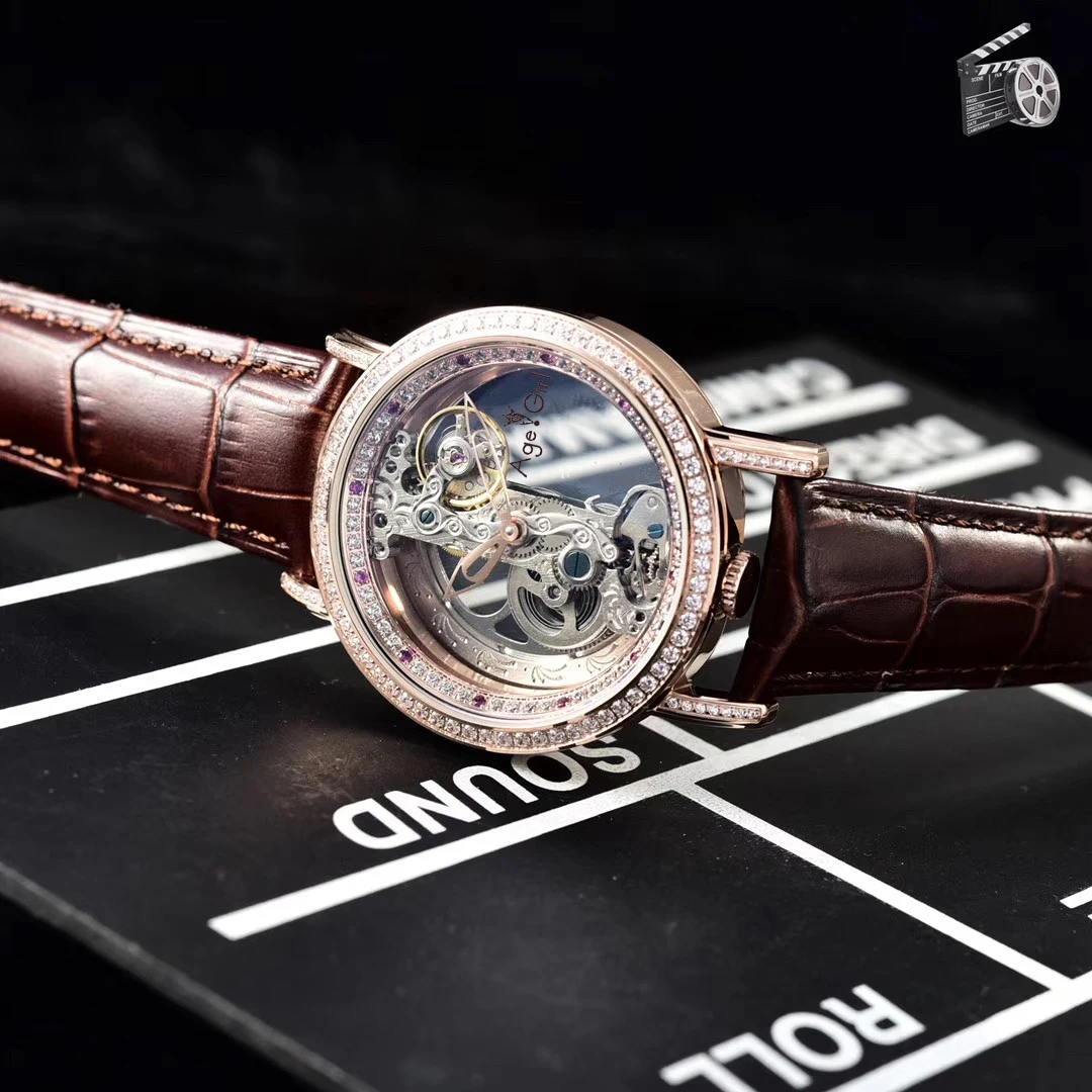  Famous Brand New Men Automatic Mechanical Watches Silver Gold Diamonds Bezel Waterproof Transparent