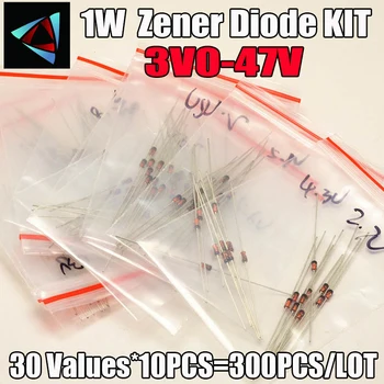 

1W Zener diode KIT 3V-47V 30valuesX10pcs=300pcs DIP 1W Zener diode Assorted Kit