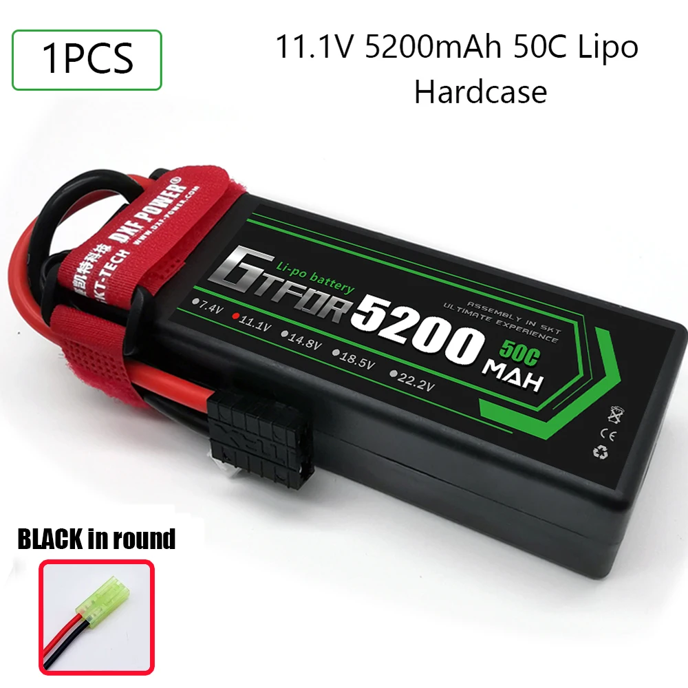 5200mAh 3S RC аккумулятор GTFDR 11,1 V 50C жесткий чехол Deans/T XT60 XT90 EC5 разъем для RC автомобиля, RC грузовика, вертолета, самолета - Цвет: 1PCS5200MAHHARDBLACK