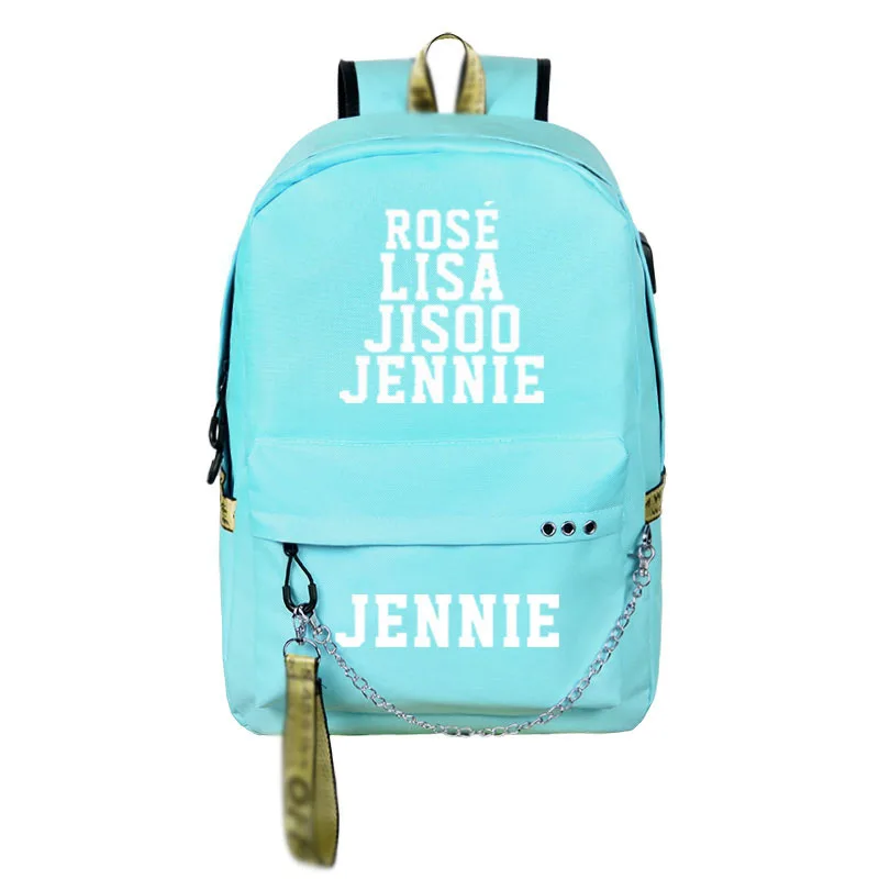 BlackPink Rose Lisa JENNIE USB Рюкзак Школьные сумки черный розовый Mochila дорожные сумки для ноутбука наушники USB порт