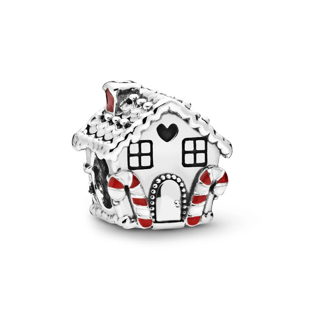 Authentic 925 Sterling Silver Bead Gingerbread House Charm Fit Fashion Women Pandora Bracelet Bangle Gift DIY Jewelry | Украшения и