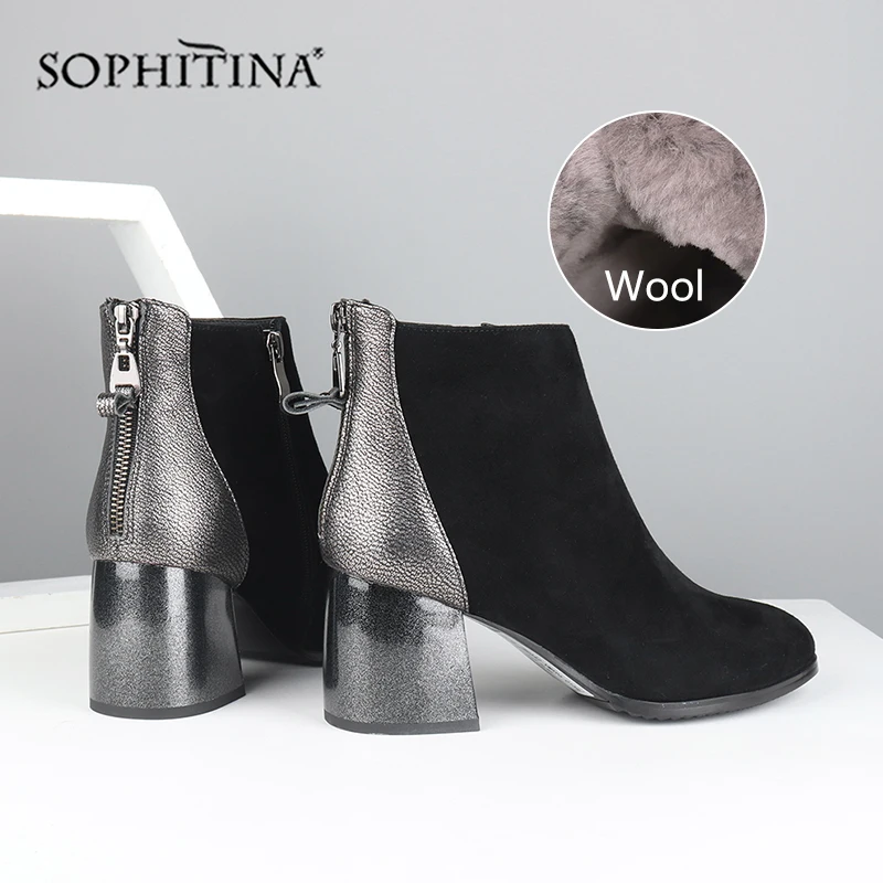 SOPHITINA/Ботинки женские на осень и зиму. Зимние ботинки из натуральной замши внутри