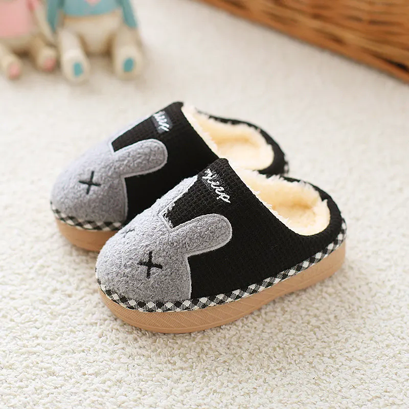 Children Indoor Slippers Warm Plush Cartoon Style Boys Girls Winter Home Floor Shoes Slip On Soft Kids Bedroom Slides SH080403