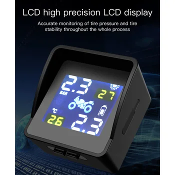 

TPMS Motorcycle Tire Pressure Monitoring System Solar Waterproof Motor Motorbike Monitor Tire Security External Sensor