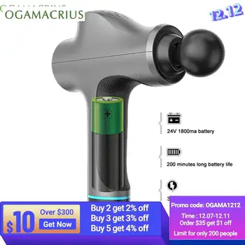 Best OGAMACRIUS Hot Selling Heated Massage Head Super Quiet Body Deep Tissue Vibration Electric Muscle Massage Gun