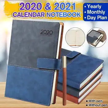 

2020&2021 Year Calendar Monthly Planner A5 Diary Drawing Painting Leather Cover Notebo Diary Memo Pad School Office Notebo