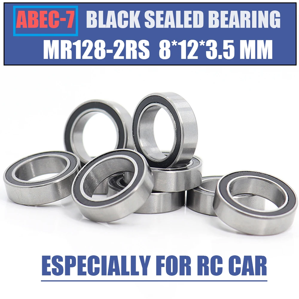 Rolamentos de Esferas para Carro Elétrico rc Preto Selado Rolamento Mr128rs Abec7 Hobby Truck Mr128 rs 2rs 8x12x3.5 mm 10 Pcs