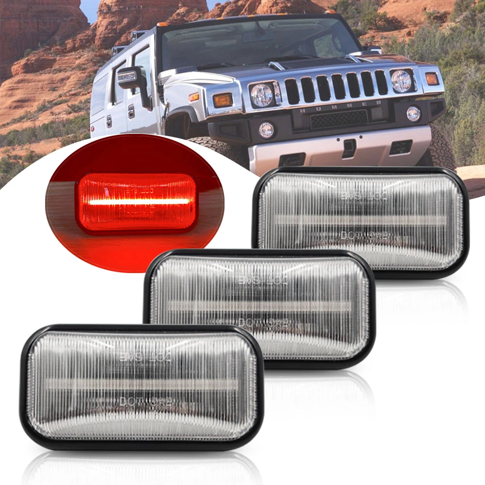 3PCS Clear For Hummer H2 03 09 H2 SUT 05 09 LED Cab Roof Marker Lamp