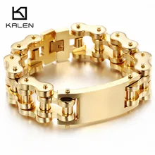 Браслет-цепочка из Дубаи золотого цвета для езды на велосипеде 23 см, мужской браслет из нержавеющей стали, массивная велосипедная цепочка для большого запястья