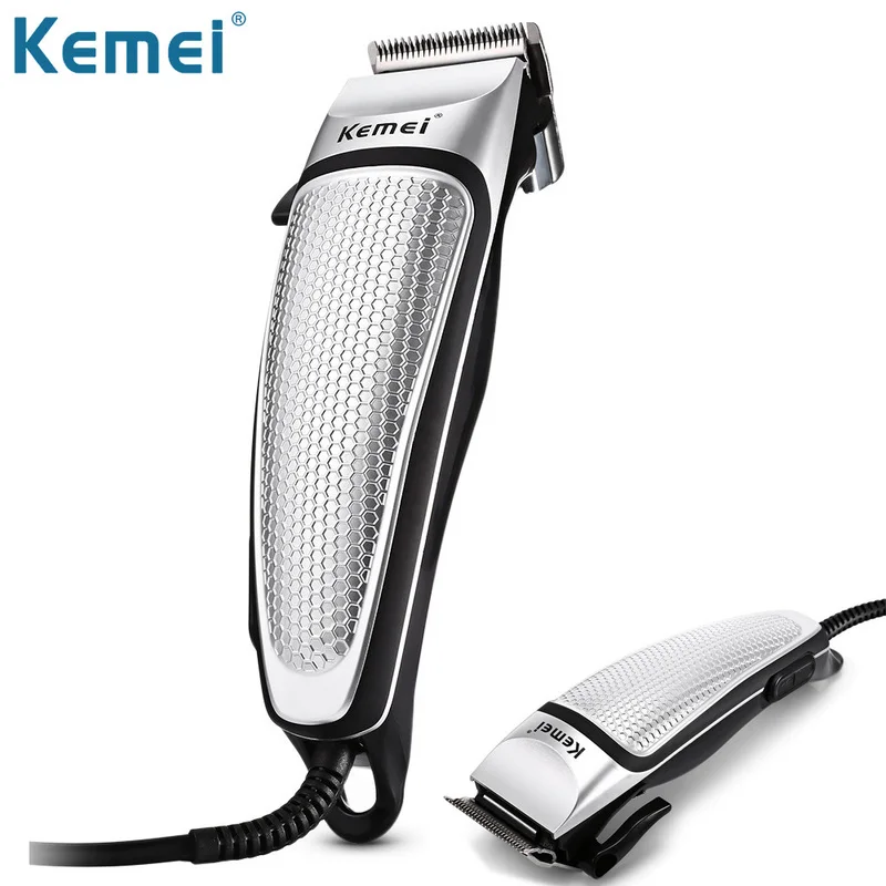 Мужской триммер для волос Kemei электрическая машинка стрижки бороды со стальными