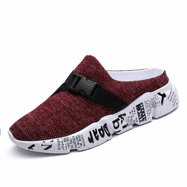 Comfort Men Shoes Casual Big Size Men's Home Slippers Fashion Mesh Soft Summer Sandals Crock Fishing Quick-drying Man Slipper B1 Red 1719