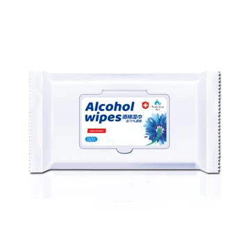 

50 Sheet/Pack 75% Alcohol Hand Wipes Antiseptic Outdoor/Indoor Cleaning 20*15cm Hand Wipes White Non-woven Fabrics