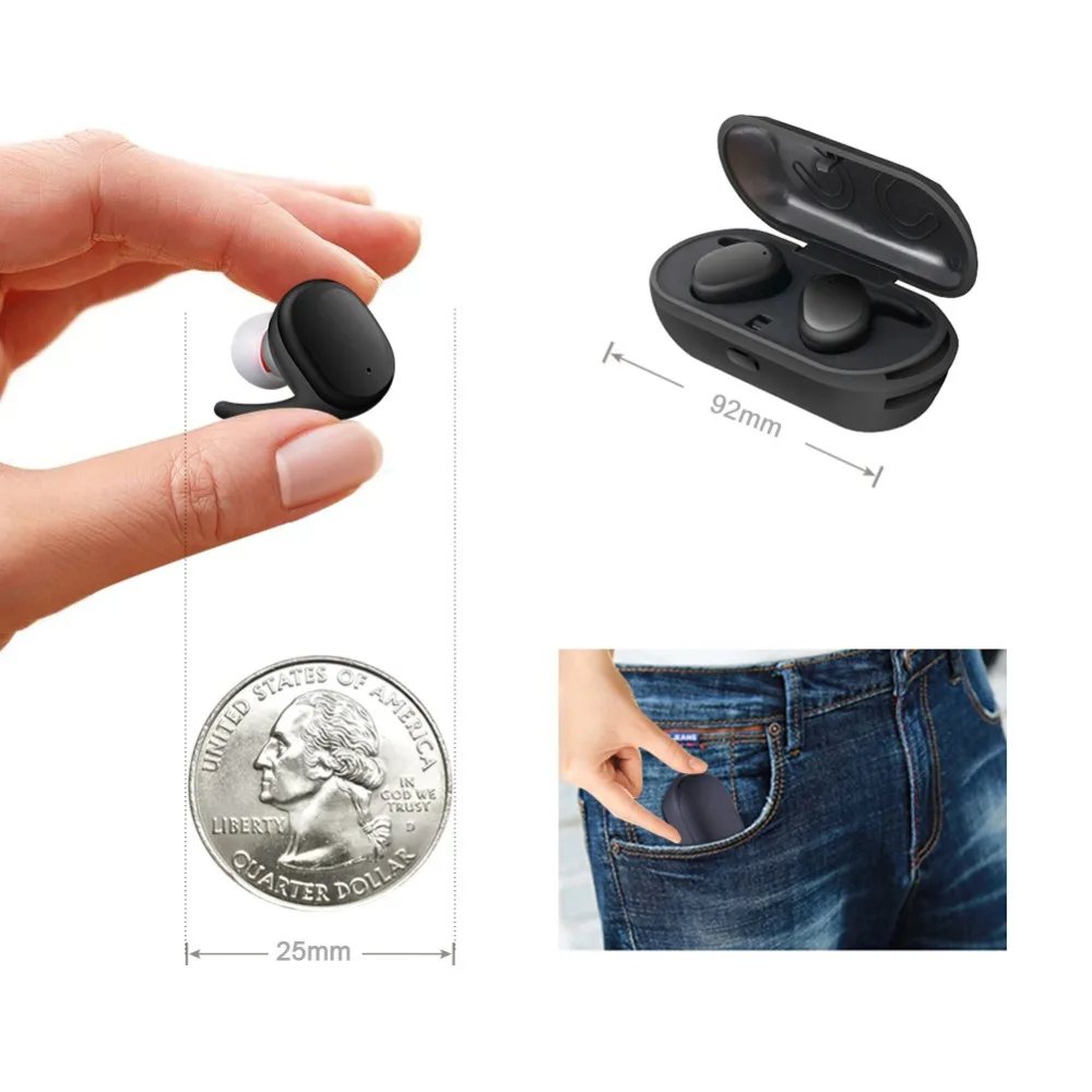 Mini Invisible TWS Wireless Bluetooth Earphones With Mic Hands-free Calls Smart Touch Sport Earbuds With Wireless Charging Box