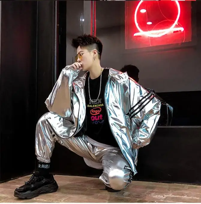 M-XXL! индивидуальная уличная карта ночной клуб мода яркий цвет DJ сценическое платье хип-хоп брюки свободные ноги брюки мужские