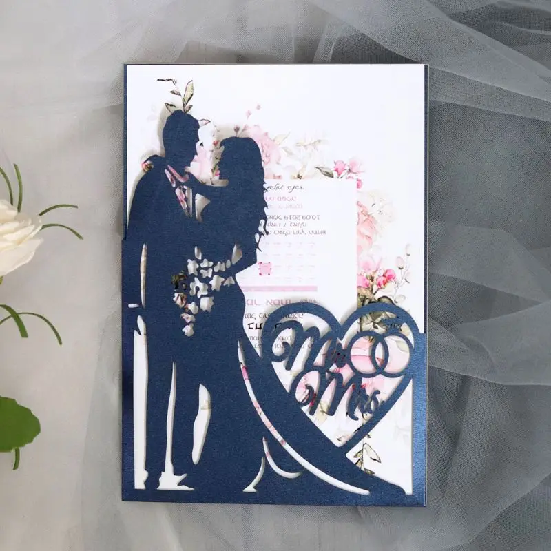 20 шт./компл. лазерная резка Mr Mrs Свадебные Приглашения карты предложить конверты Комплект свадебный душ Обручение вечерние поставки