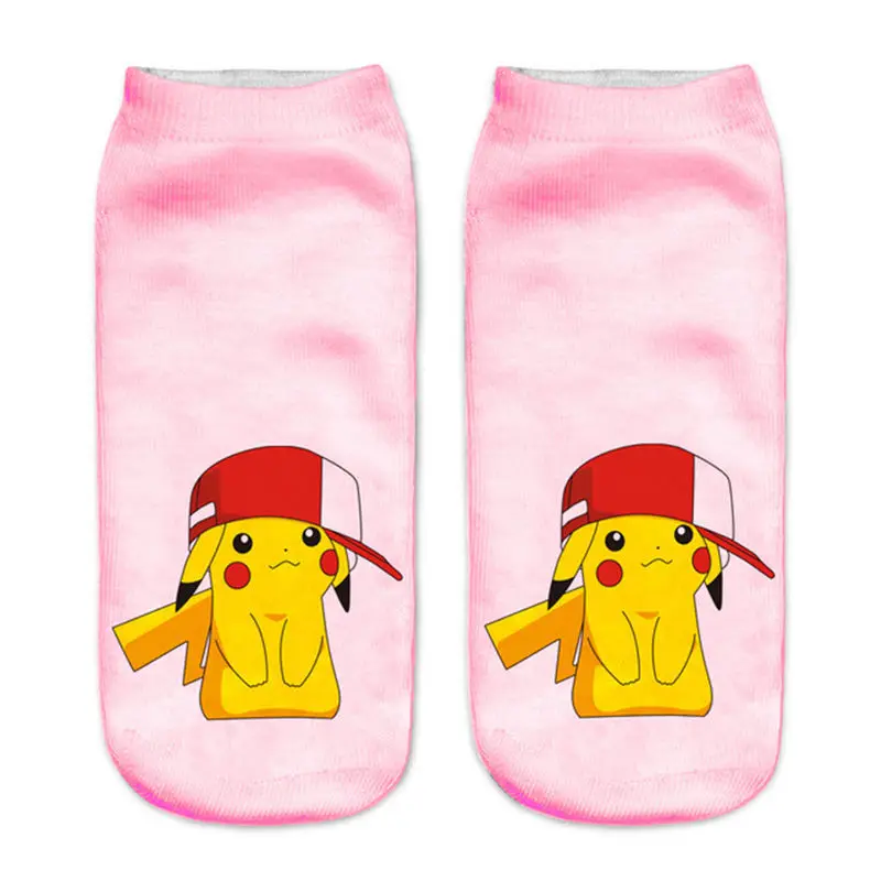 Милые женские хлопковые носки с рисунками животных Kawaii, летние короткие носки с покемоном, женские повседневные Мягкие носки sox, Забавные 3D Милые Носки с рисунком пика - Цвет: 24