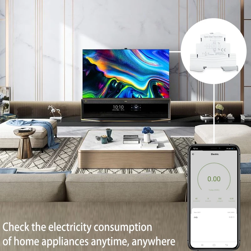 Tuya Smart ZigBee Electric Meter KWH Din Rail Energy Monitor Circuit Breaker Switch Timer Support Google Home Alexa ZigBee2MQTT smart energy meter