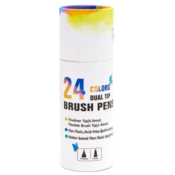 

24-Color Barreled Pen, Painting Art Marker Pen, Watercolor Brush Brush, Calligraphy Sketch School Supplies