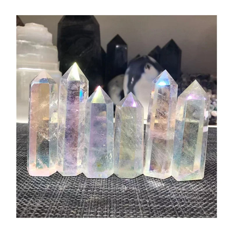 

1pcs Wholesale Bulk Natural Angel Aura Clear Quartz Point Wand Healing Crystal Tower Home Decoration