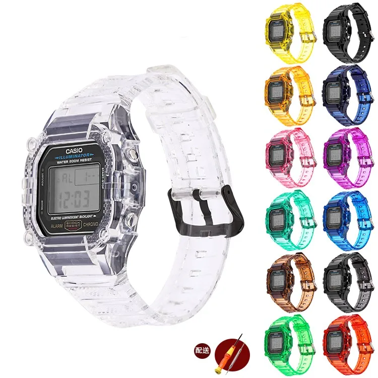 Watch Band Strap For Casio DW5600 GW-5610 Bracelet Watchband Cover Resin Wristband Screen Protectors Case for G-SHOCK Wrist band