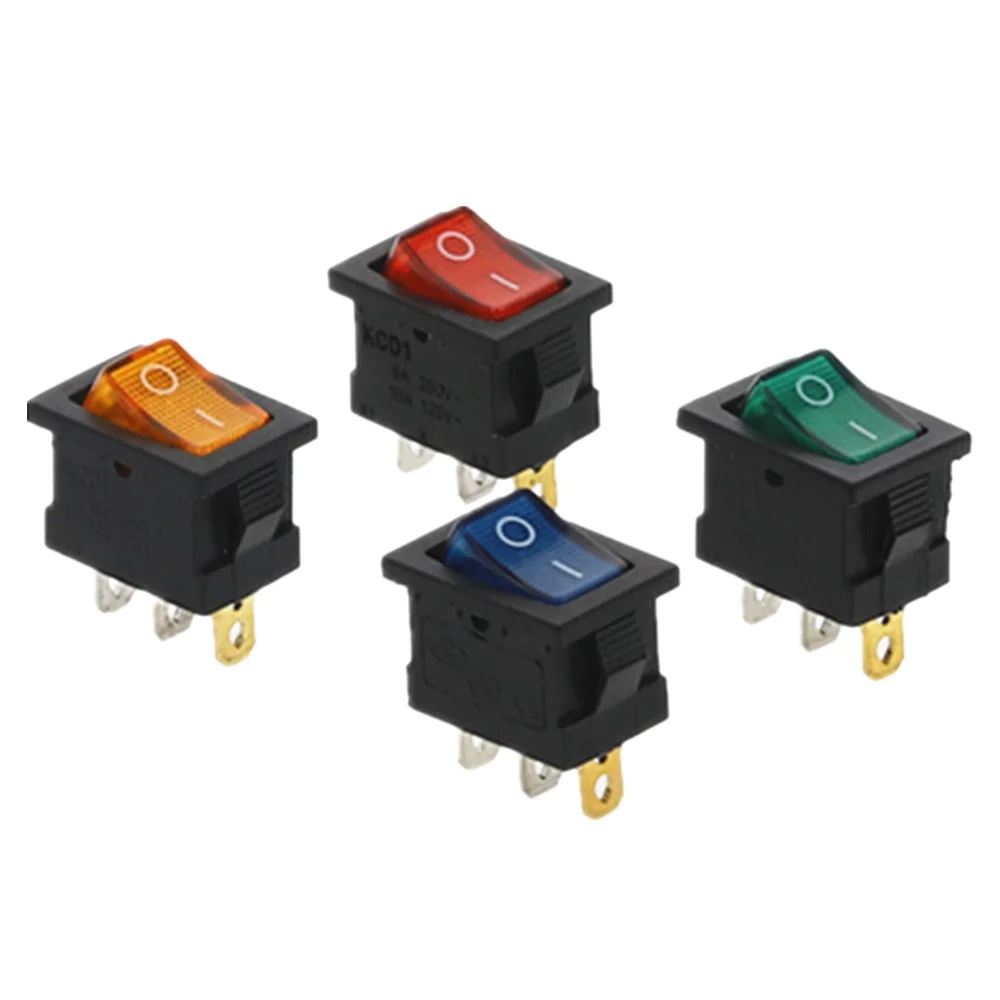 100 шт. KCD1 ВКЛ ВЫКЛ 3Pin автомобиля Кулисный Переключатель 220V красный желтый и