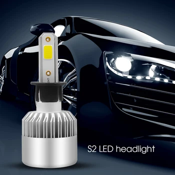 

S2 2X LED bulbs Car Headlights H7 H4 H1 H8 H11 HB3 9005 HB4 9006 White Color Auto head light 72W 2 or 3 side Headlamp Cob Chip
