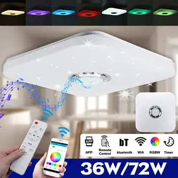

Wifi Modern RGB Dimmable Music Ceiling Lamp Remote&APP Control 36W 72W Square Smart Ceiling Light Home bluetooth Speaker Light