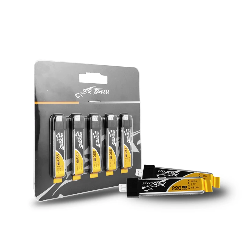5 шт. Tattu 220 мАч 3 7 в 45C Lipo батарея JST-PH2.0 PH1.5 разъем для Blade Nano QX CPX Tiny Whoop RC FPV Racing DroneCine |