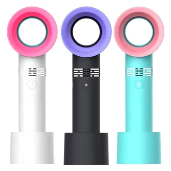 

USB Rechargeable Portable Bladeless Fan Handheld Mini Cooler No Leaf Handy Fan With 3 Fan Speed Level LED Indicator Dropshipping