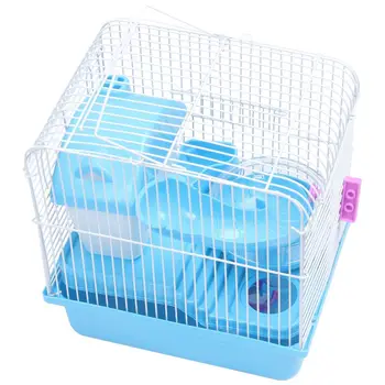 

2 Floors Storey Hamster Cage Mouse house with slide disk spinning bottle