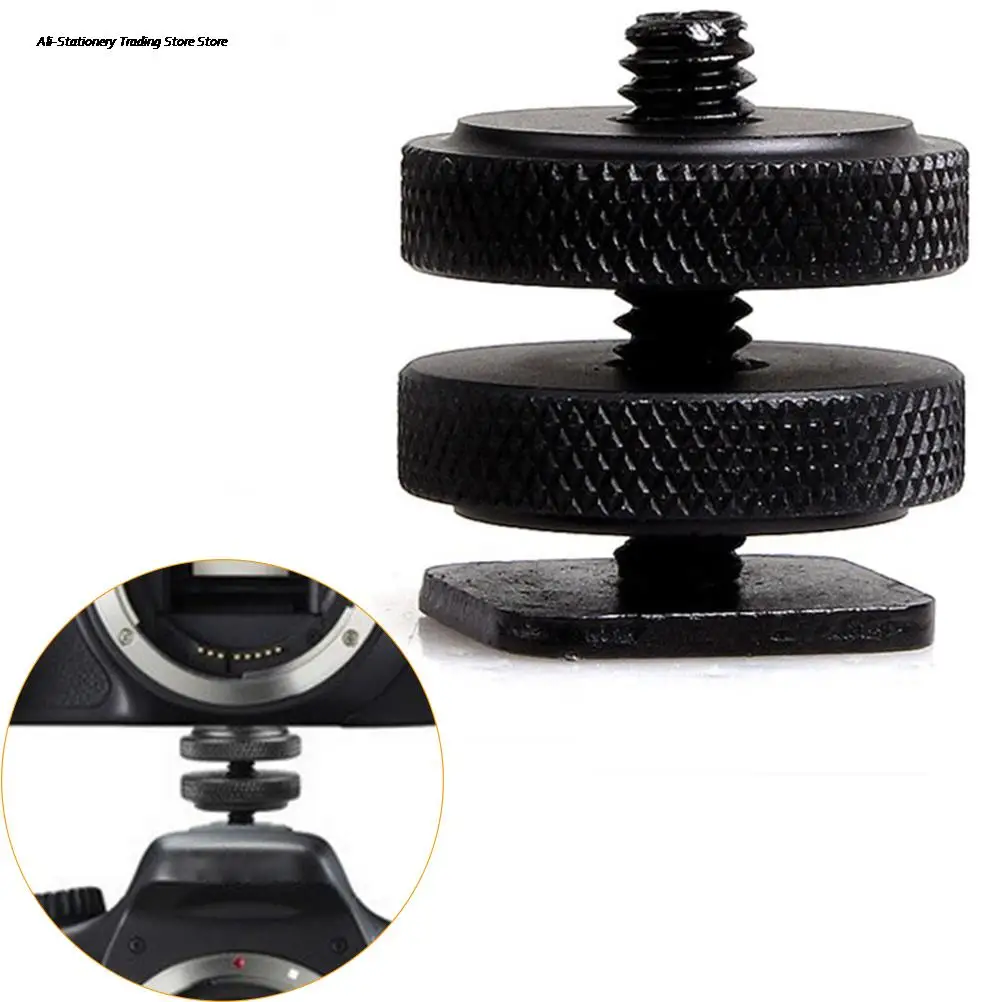 Professional 1/4" Dual Nuts Tripod Mount Screw to Flash Camera Hot Shoe
