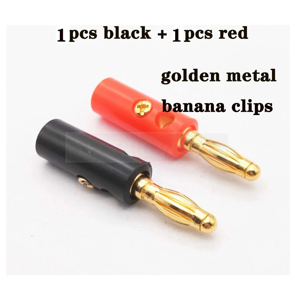 banana-2pcs-golden Металлический зажим типа "крокодил", зажимы типа "банан", Электрический зажим, испытательный зонд, черный и красный цвета, с пластиковым зажимом, зажим типа "крокодил", разъем типа "банан" - Цвет: banana-2pcs-golden