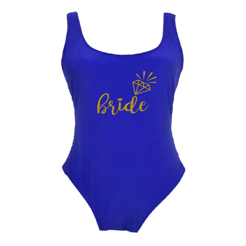 

Sexy BRIDE Letter Print One Piece Swimsuit Girl Swimwear Women High Cut Bathing Suit Plus Size Monokini Beachwear