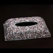 Хрустальная автомобильная коробка для салфеток, аксессуары для салона автомобиля, роскошный кожаный чехол с алмазным блоком, бумажный чехол для полотенец для женщин, подарок, розовый, черный