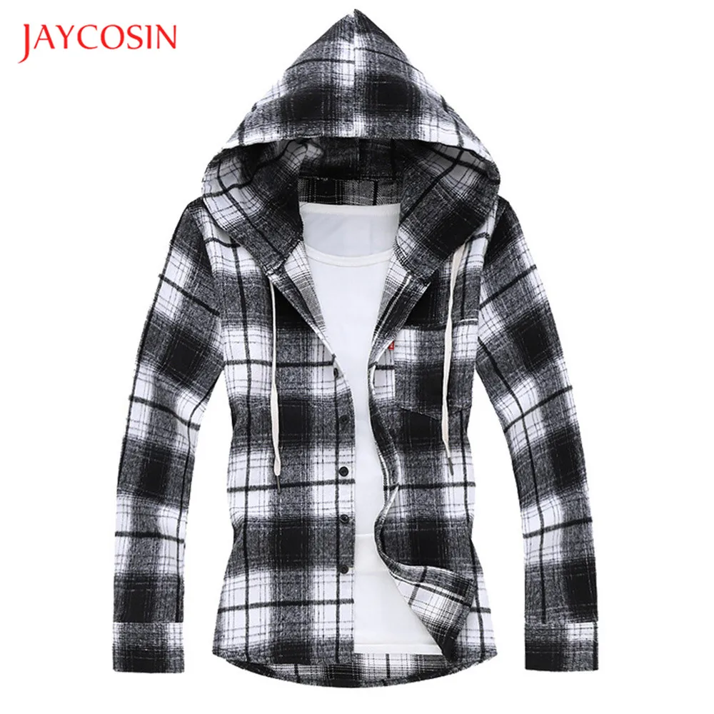Joycosin, зимняя мужская рубашка, Повседневная модная мужская одежда, однотонный клетчатый пуловер с длинным рукавом, облегающие топы, мужская рубашка, теплая куртка