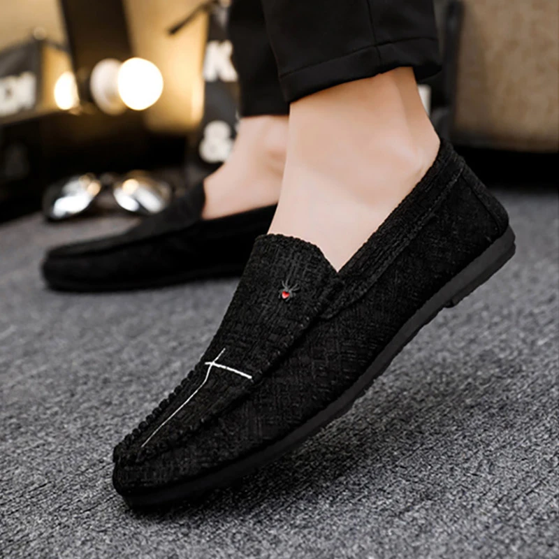 Zapatos informales para hombre, mocasines sin cordones a la moda, mocasines transpirables para conducir, calzado plano, negras y grises| Mocasines| - AliExpress