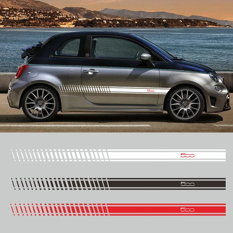 2 шт./лот, авто Стайлинг, сделай сам наклейки на машину для FIAT 500, Виниловая наклейка на тело, боковая наклейка, украшение