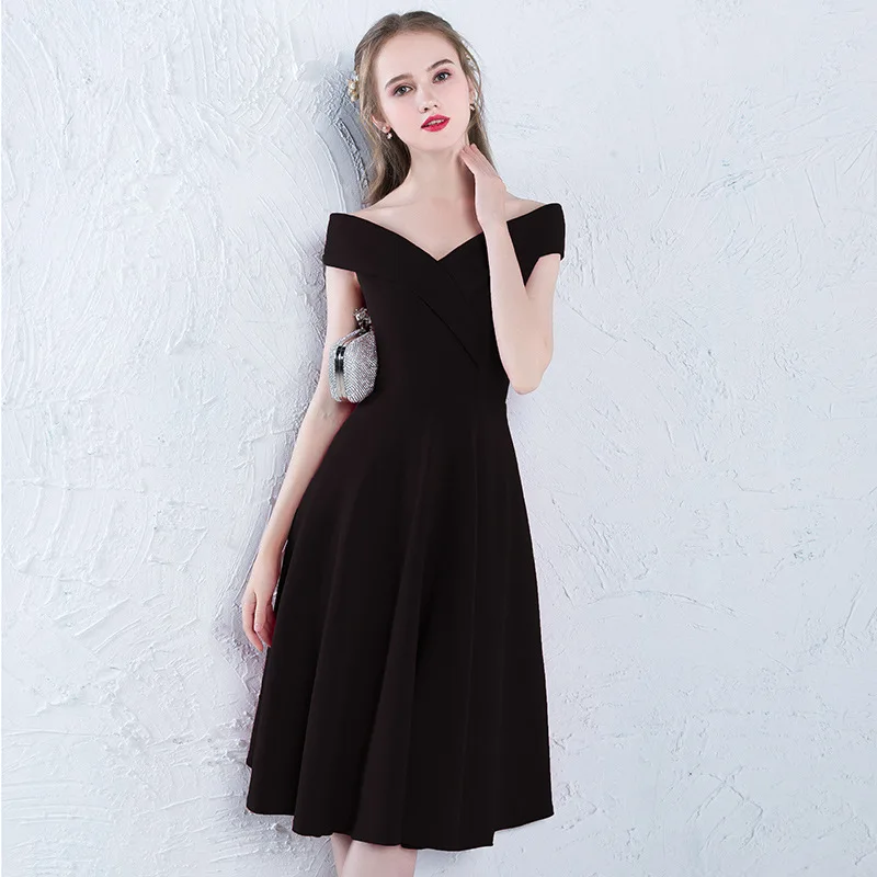 Черное Мини вечернее платье для женщин, атласное, Qipao, с вырезом лодочкой, Cheongsam Novalty, сексуальные китайские повседневные платья, Vestidos De Festa