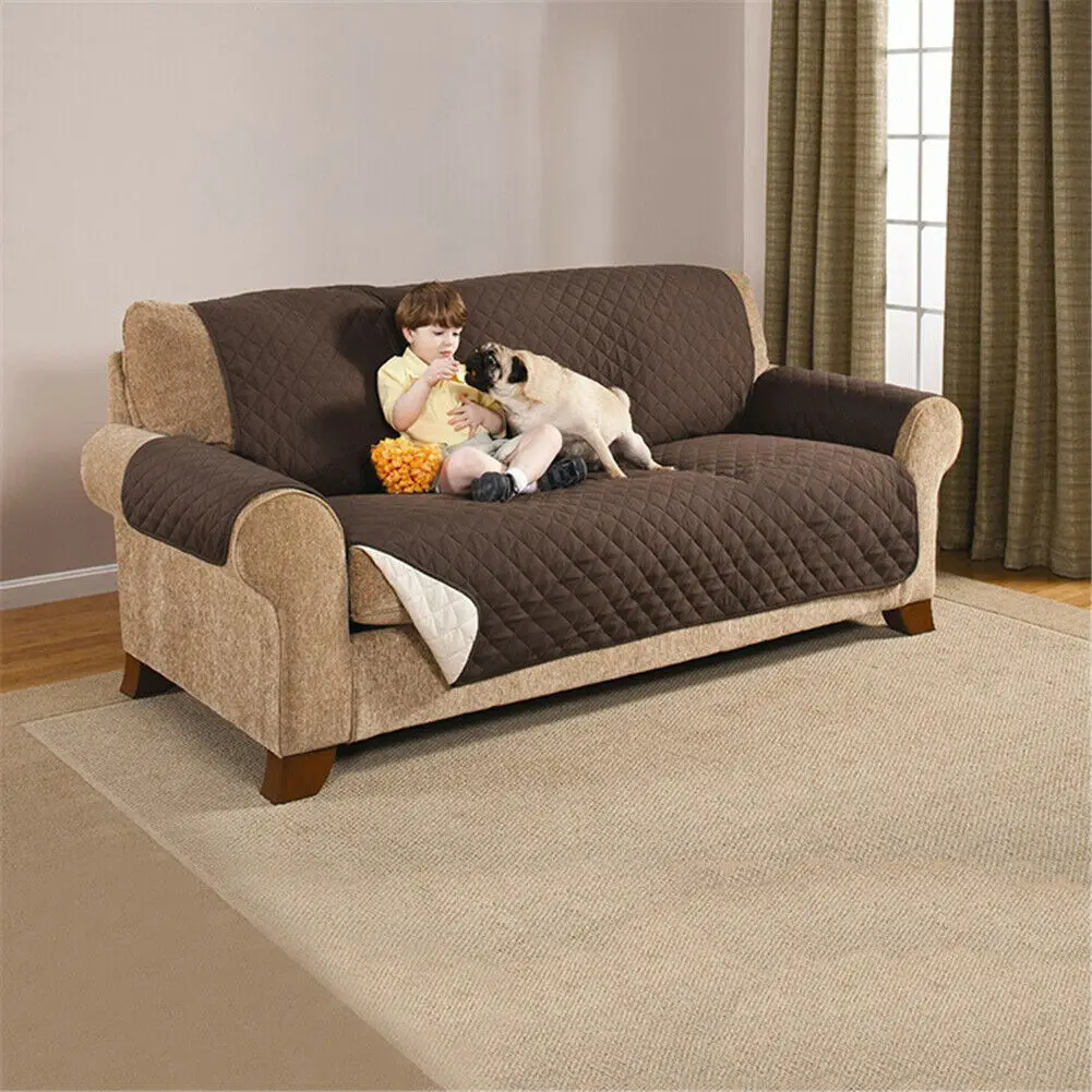 Waterproof Quilted Sofa Couch Cover Chair Pet Dog Kids Mat Furniture Protector Reversible Washable Removable Slipcover Cushion