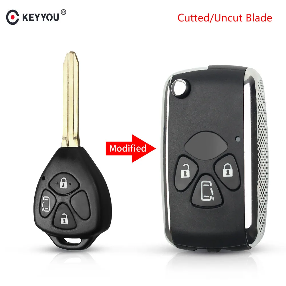 KEYYOU дистанционный корпус автомобиля складной Флип ключ чехол для Toyota Camry Yaris Corolla RAV4 Hilux Vitz Crown Avalon Venza REIZ Toy43 Blade