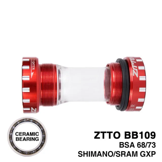 ZTTO керамический подшипник BB109 BSA68 bsa 73 MTB дорожный велосипед внешний подшипник нижние кронштейны для деталей 24 мм BB 22 мм GXP шатуны - Цвет: BB109 Red    CERAMIC