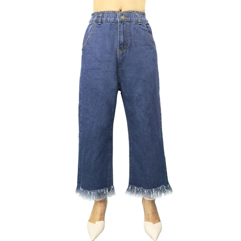 KANCOOLD размера плюс джинсы удобные, свободные, широкие в ноге, с имитацией лисьего Женские Имитация с эластичной талией Полная длинные штаны S-5XL - Цвет: DB